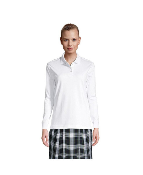 Women's School Uniform Tall Long Sleeve Interlock Polo Shirt