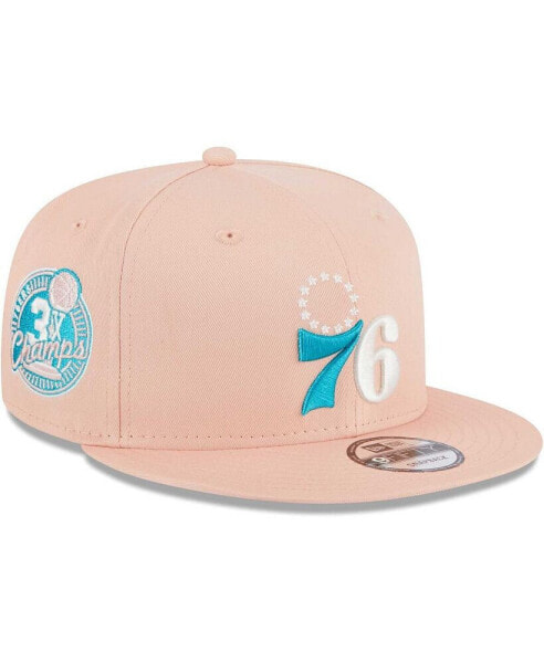 Men's Pink Philadelphia 76ers Sky Aqua Undervisor 9FIFTY Snapback Hat