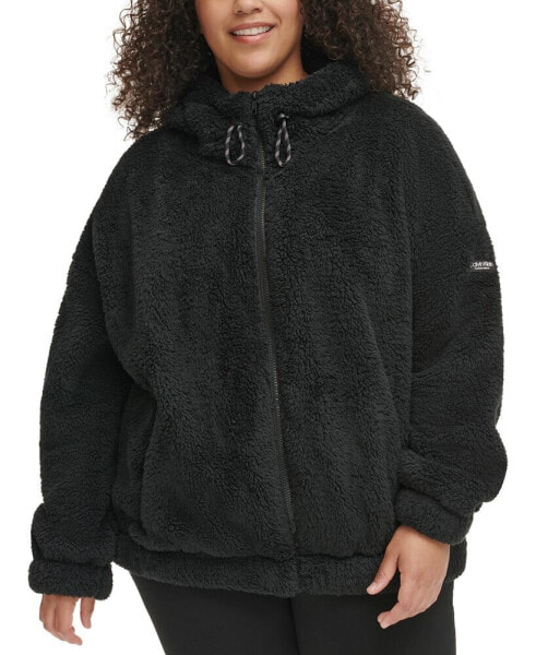 Plus Size Sherpa Oversized Hooded Jacket