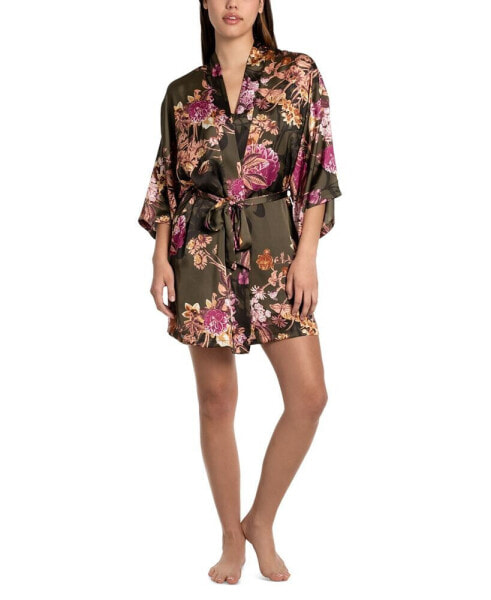 Women's Printed Satin Wrap Robe