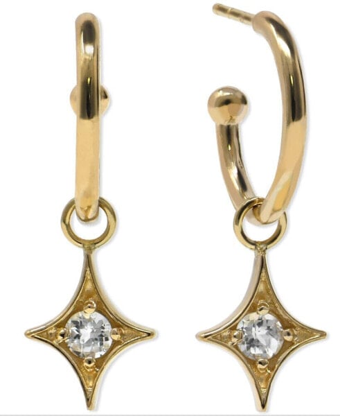 White Topaz Star Dangle Hoop Earrings (1/3 ct. t.w.) in 14k Gold