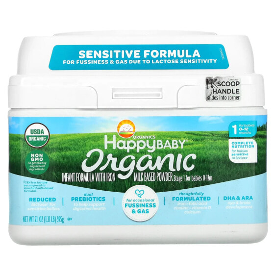 Happy Family Organics, Organics Happy Baby, смесь для младенцев с железом, этап 1, 0–12 месяцев, 595 г (21 унция)