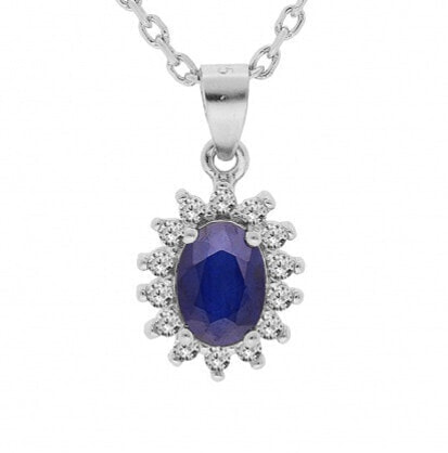 Beautiful silver necklace with sapphire CL-FS-5626S (chain, pendant)