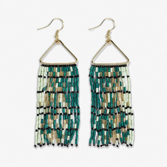 INK + ALLOY Patricia Mixed Luxe Bead Gradient Fringe Earrings Emerald