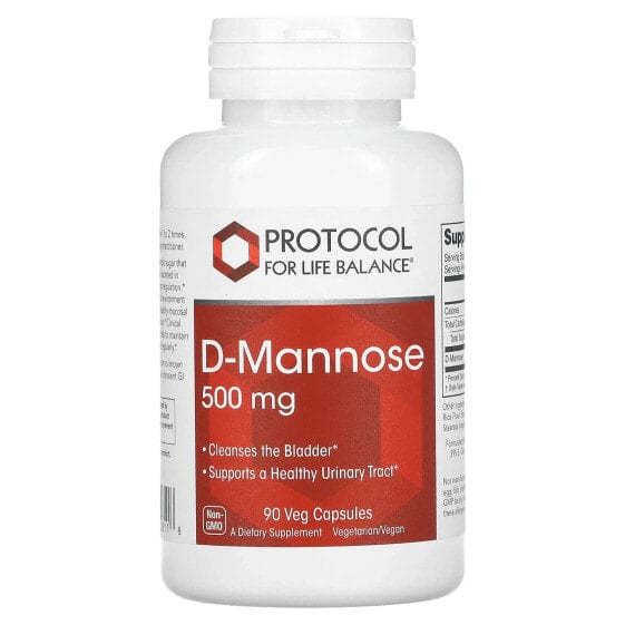 Витамин D-Mannose, 500 мг, 90 капсул (125 мг в капсуле) от Protocol For Life Balance.