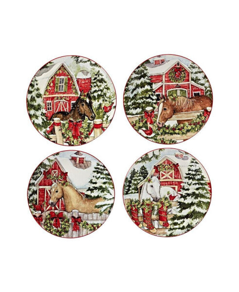 Homestead Christmas 4 Piece Dessert Plate Set