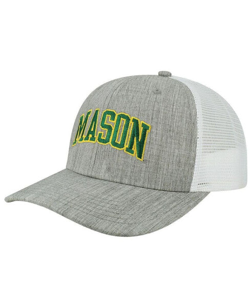 Men's Heather Gray, White George Mason Patriots Arch Trucker Snapback Hat