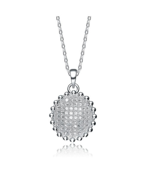 Sterling Silver Cubic Zirconia Oval Shaped Pendant