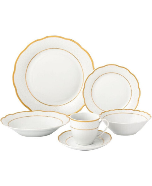 Porcelain 24 Piece Gloria Wavy Dinnerware Set, Service for 4