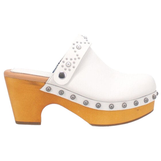 Dingo Deadwood Studded Platform Clogs Womens White DI917-100