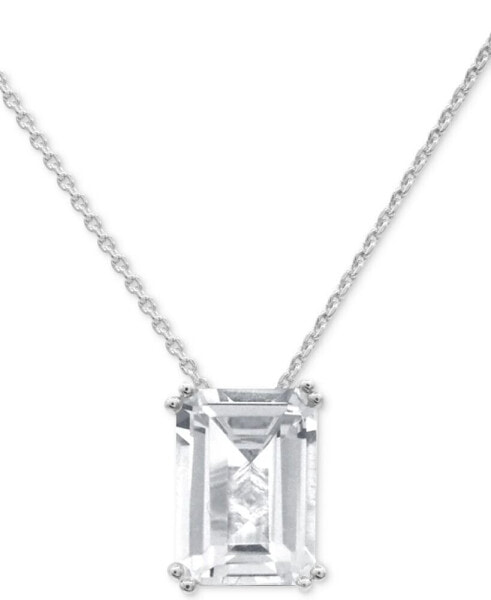 Lime Quartz Solitaire 18" Pendant Necklace in 14k Gold-Plated Sterling Silver (Also in White Quartz & Prasiolite)