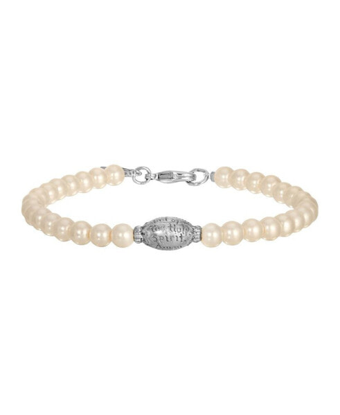 Symbols of Faith Imitation Pearl Prayer Bracelet