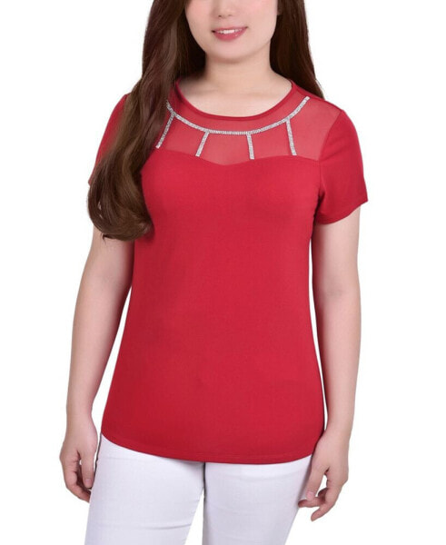 Petite Short Sleeve Crepe Knit Top