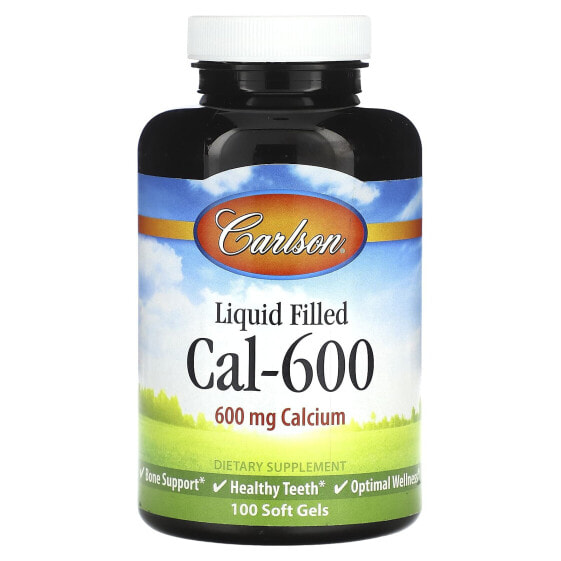Кальций жидкий с заполнителем Carlson Cal-600, 600 мг, 250 мягких капсул