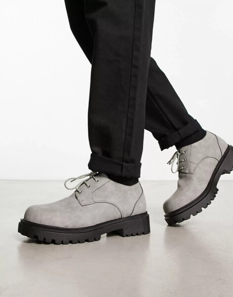 London Rebel – X – Schuhe in Grau mit dicker Profilsohle