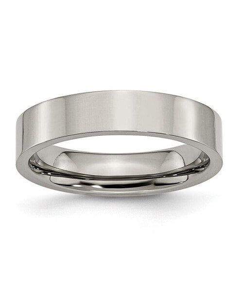 Titanium Polished Flat Wedding Band Ring