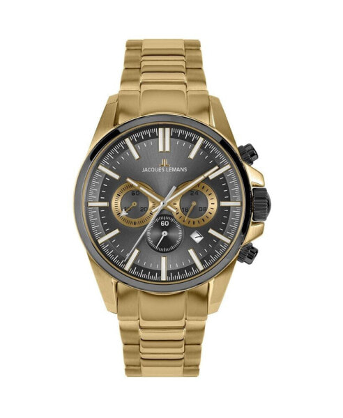 Men's Liverpool Watch with Solid Stainless Steel Strap, IP-Grey/IP-Gold Bicolor, Chronograph, 1-2119