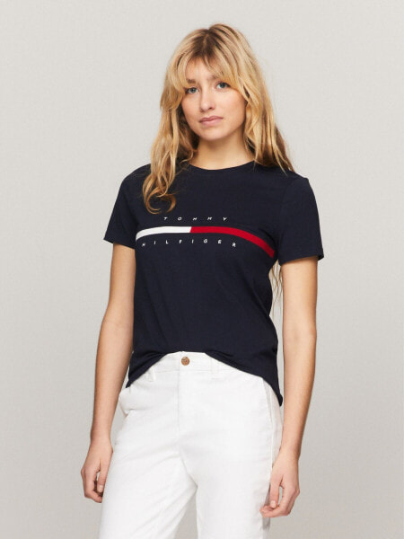 Embroidered Flag Stripe Logo T-Shirt