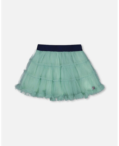 Big Girls Mesh Skirt With Frills Turquoise