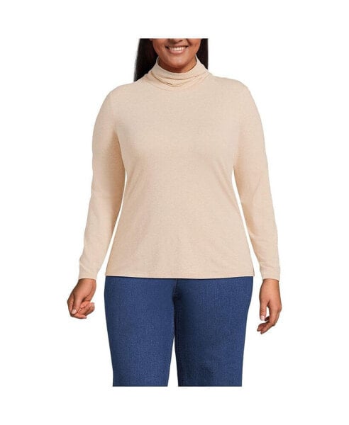 Plus Size Lightweight Jersey Skimming Long Sleeve Turtleneck