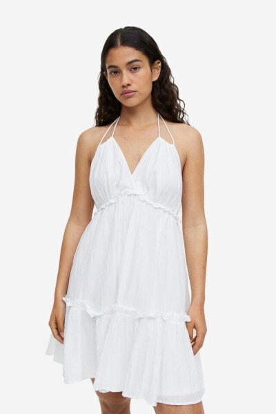 Ruffle-trimmed Halterneck Dress