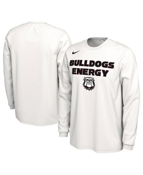 Men's and Women's White Georgia Bulldogs 2024 On-Court Bench Energy Long Sleeve T-shirt