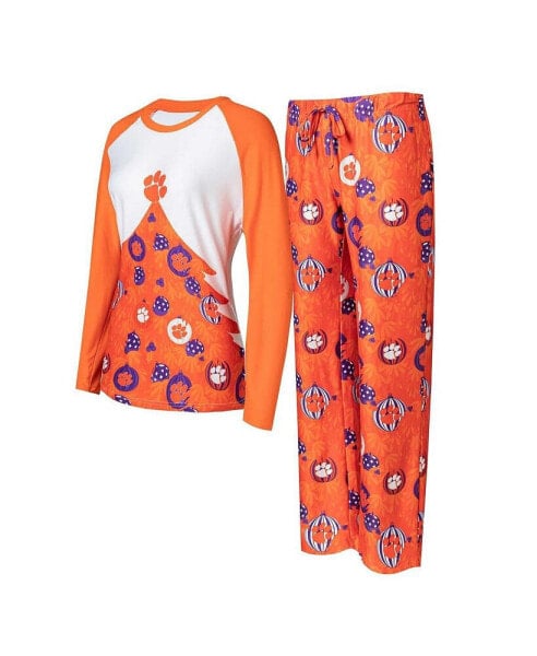 Пижама женская Concepts Sport Orange Clemson Tigers "Ленточное" Ugly Sweater с длинными рукавами и брюки (набор для сна)