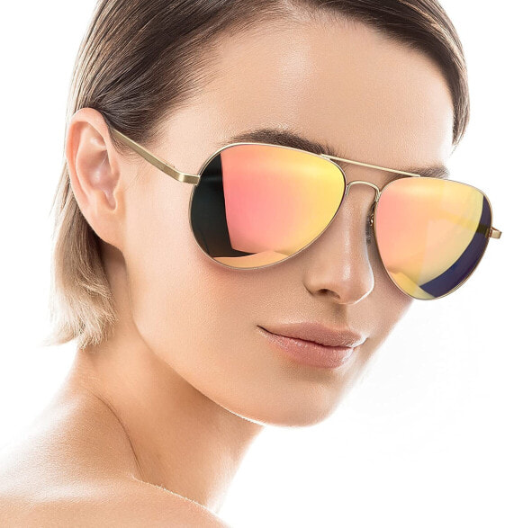 SODQW Women's Aviator Sunglasses, Mirrored, Polarised, Fashion, Aviator Glasses for Driving, Fishing, Metal Frame, 100% UVA/UVB Protection