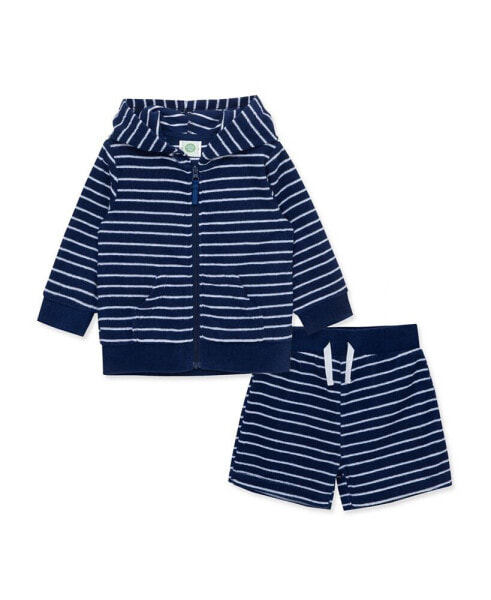 Baby Boys Stripe Terry Cover Up Jacket and Shorts, 2 Piece Set