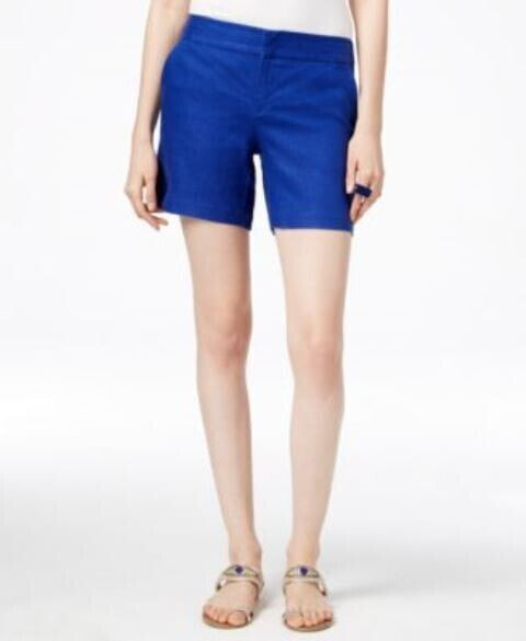 INC International Concepts Women's Linen Shorts Blue 2
