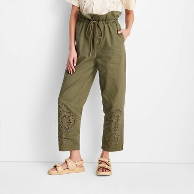 Women's High-Waisted Eyelet Pants - Future Collective with Jenny K. Lopez