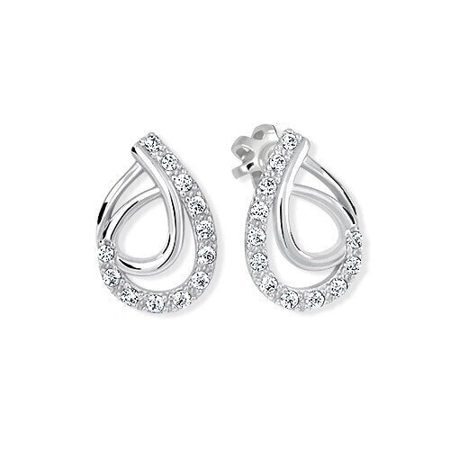 Charming silver earrings with zircons 436 001 00555 04
