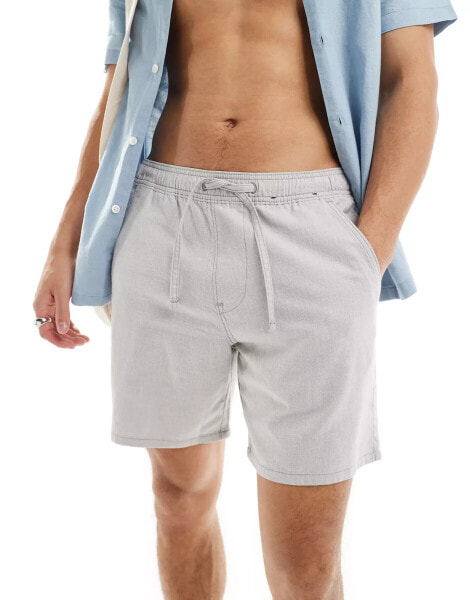 Hollister linen blend jogger short in grey