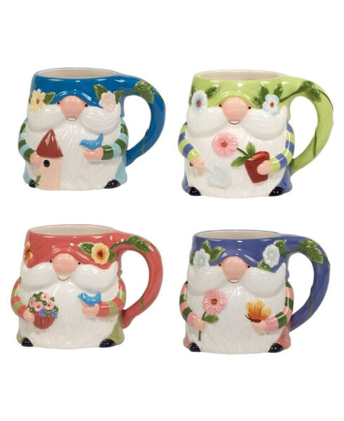 Garden Gnomes Set of 4 3-D Gnome Mugs