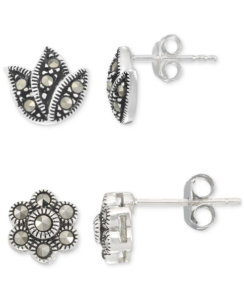 Серьги Macy's Marcasite Flower Stud