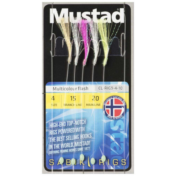 Приманка для рыбалки Mustad Flash 5 Hooks Feather Rig