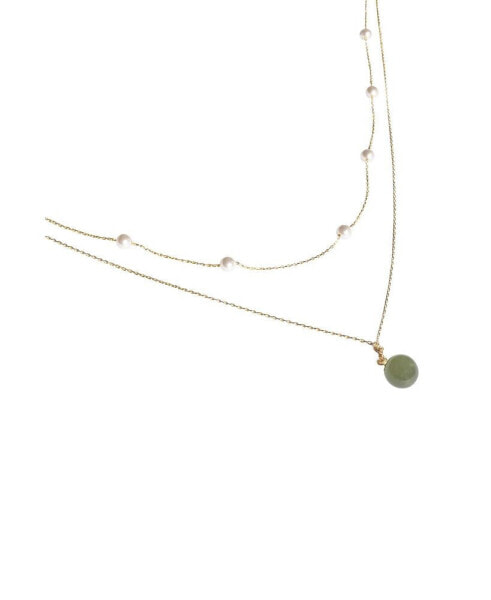 seree emma — Pearl and jade layered necklace