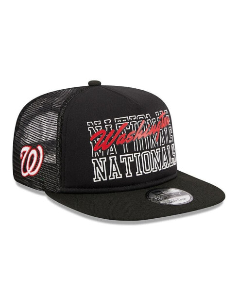 Men's Black Washington Nationals Street Team A-Frame Trucker 9FIFTY Snapback Hat