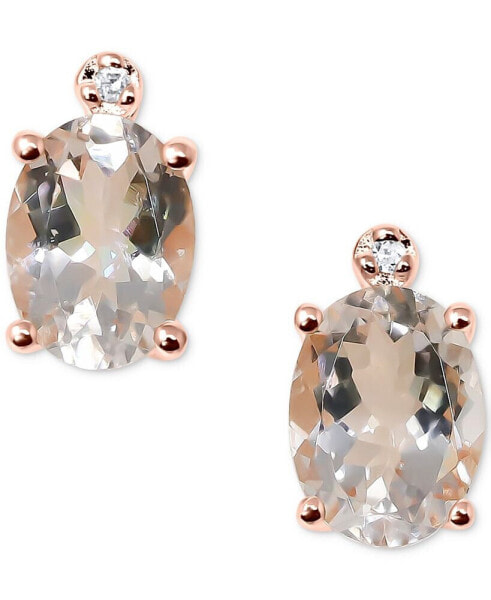 Morganite (1 ct. t.w.) & Diamond Accent Stud Earrings in 14k Rose Gold-Plated Sterling Silver
