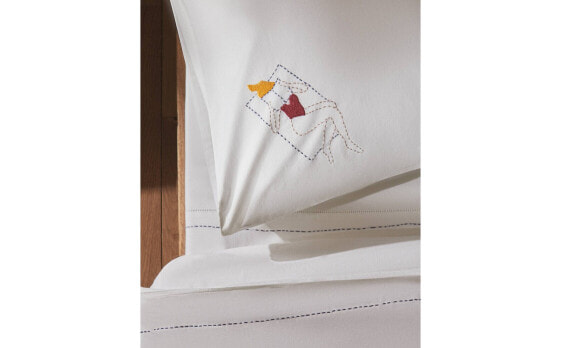 (200 thread count) embroidered beach percale pillowcase