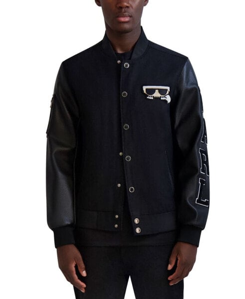 Men's Logo-Patch Tonal Varsity Jacket