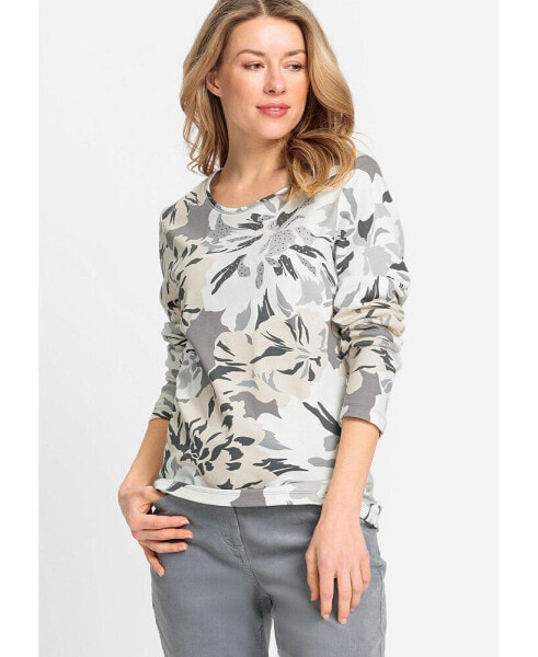 Women's 3/4 Long Sleeve Abstract Rose T-Shirt