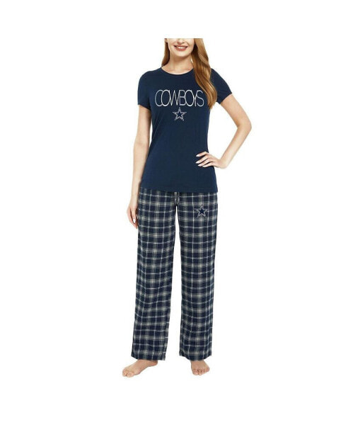 Women's Navy, Gray Dallas Cowboys Arctic T-shirt and Flannel Pants Sleep Set