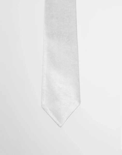 Six Stories satin tie in silver