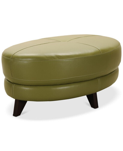 Myia Tufted Leather Oval Ottoman, Created for Macy's