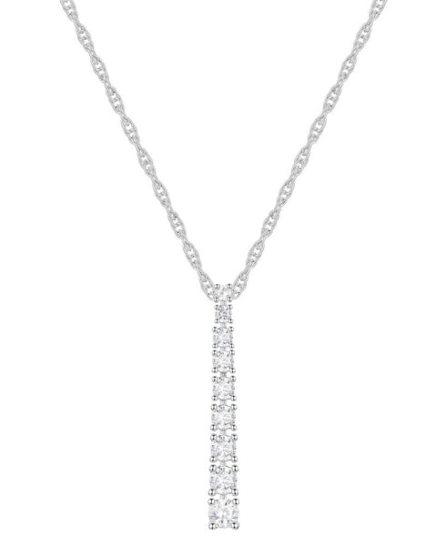 Diamond Graduated Linear 18" Pendant Necklace (1/2 ct. t.w.) in 14k White Gold