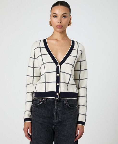 Women's Check-Print Button-Front Cardigan