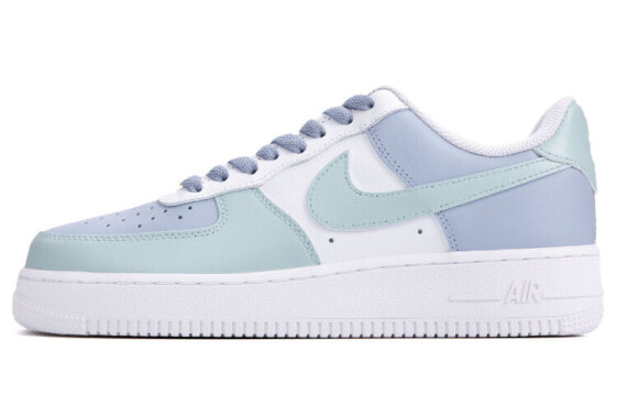 【定制球鞋】 Nike Air Force 1 Low 空军一号 手绘 简约 莫兰迪鸳鸯配色 个性 低帮 板鞋 女款 蓝绿白 / Кроссовки Nike Air Force DD8959-100