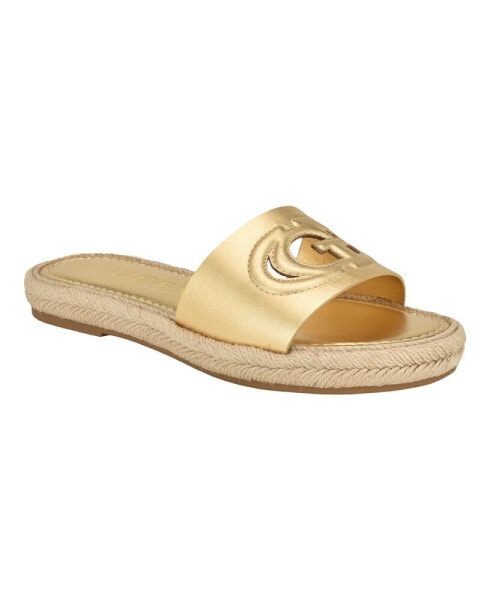 Women's Katica Cut-Out Logo Espadrille Slide Sandals