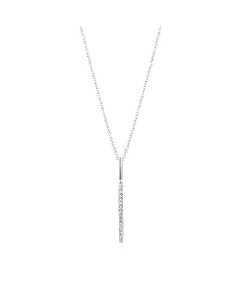 5A Cubic Zirconia Vertical Bar Pendant Necklace